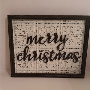 Kirklands Black Script on Distressed White Merry Christmas Sign